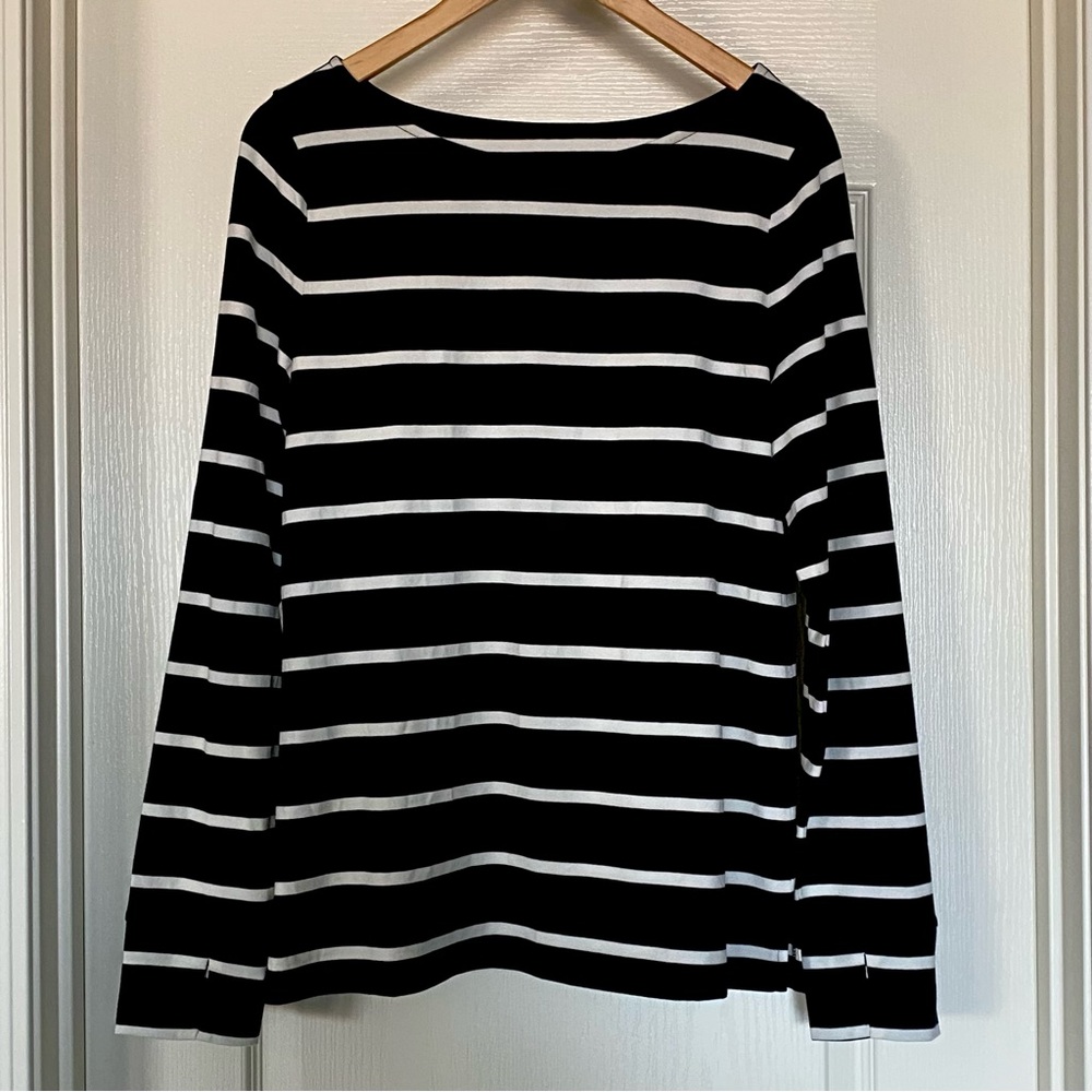 Belle by Kim Gravel black and white striped top size small